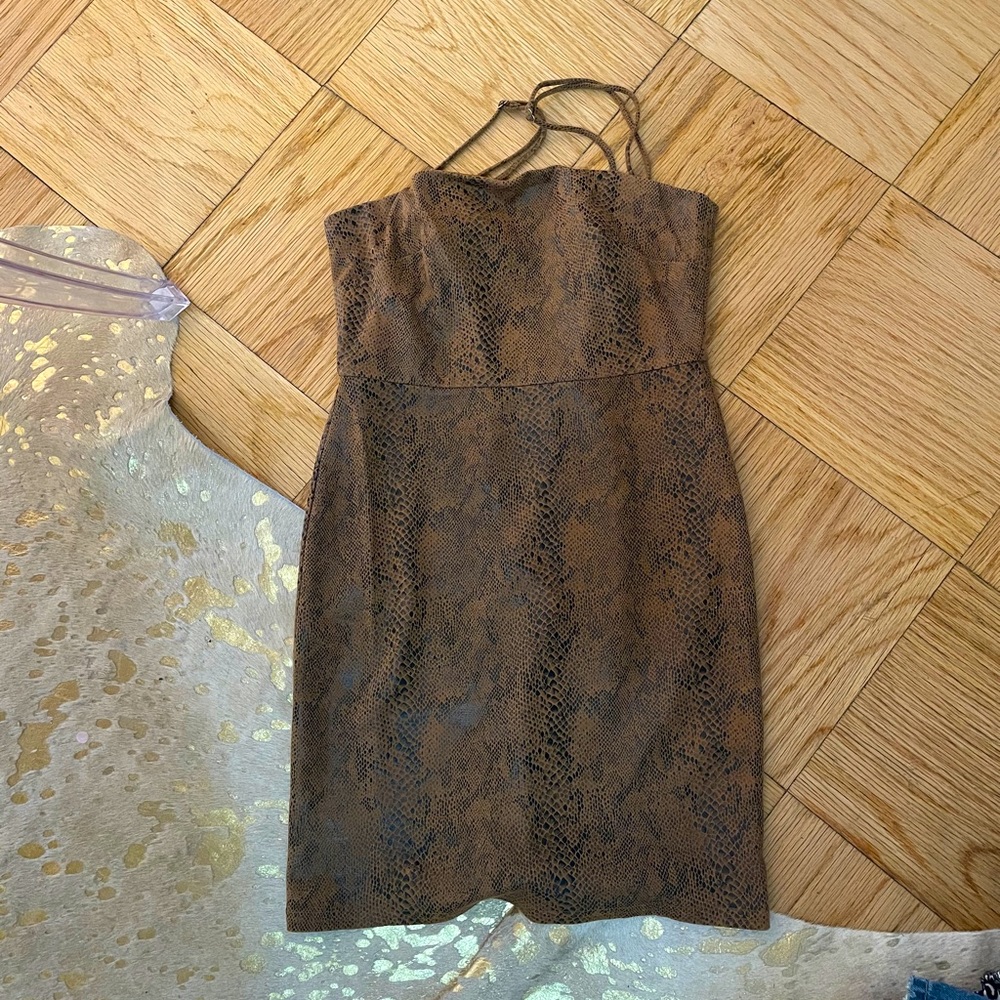 Aqua faux leather dress